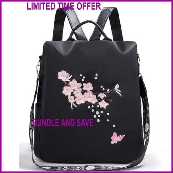 Small Nylon Anti-Theft Travel Backpack Purse with Embroidery Shoulder Bag main image 6